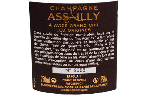 CHAMPAGNE BRUT BLANC DE BLANCS GRAND CRU À AVIZE "CUVÉE LES ORIGINES" - ASSAILLY