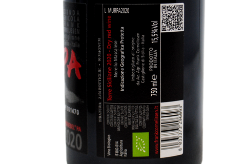 TERRE SICILIANE ROSSO IGP BIO "MUNJEBEL - PA" 2020 - FRANK CORNELISSEN