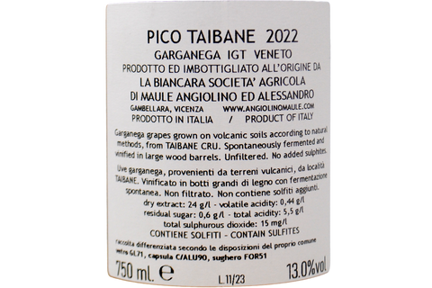 GARGANEGA IGT VENETO "PICO - TABAINE" 2022 - LA BIANCARA - ANGIOLINO MAULE