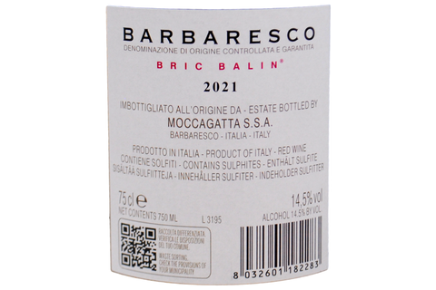 BARBARESCO DOCG "BRIC BALIN" 2021 - MOCCAGATTA