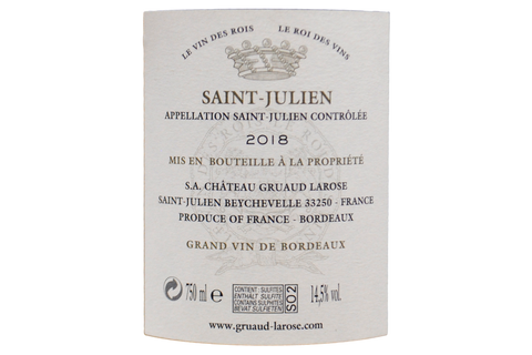 SAINT JULIEN 2ème GRAND CRU CLASSE 2018 - CHATEAU GRUAUD LAROSE