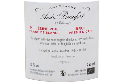 CHAMPAGNE BLANC DE BLANCS BRUT PREMIER CRU "AMBONNAY" 2018 - ANDRÉ BEAUFORT