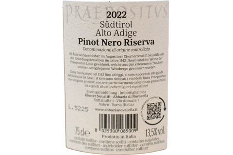 ALTO ADIGE DOC PINOT NERO RISERVA "PRAEPOSITUS" 2022 - ABBAZIA DI NOVACELLA