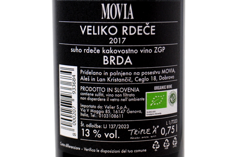 VINO ROSSO "VELIKO RDEČE" 2017 - MOVIA