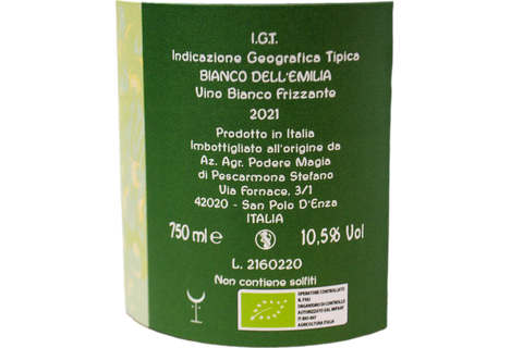 BIANCO DELL'EMILIA IGT BIO FRIZZANTE 2021 - PODERE MAGIA
