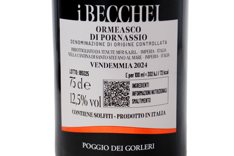 ORMEASCO DI PORNASSIO DOC "I BECCHEI" 2024 - POGGIO DEI GORLERI