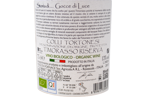 COLLI TORTONESI DOP TIMORASSO RISERVA "GOCCE DI LUCE" 2017 - TENUTA FORNACE