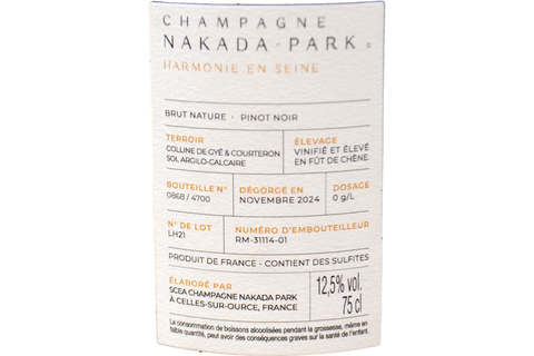 CHAMPAGNE BLANC DE NOIRS BRUT NATURE "HARMONIE EN SEINE" - NAKADA PARK