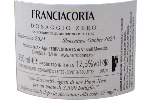 FRANCIACORTA DOCG BLANC DE NOIRS DOSAGGIO ZERO 2021 - TERRADONATA