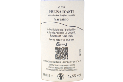 FREISA D'ASTI DOCG "SARASINO" 2023 - LA VEDETTA WINES