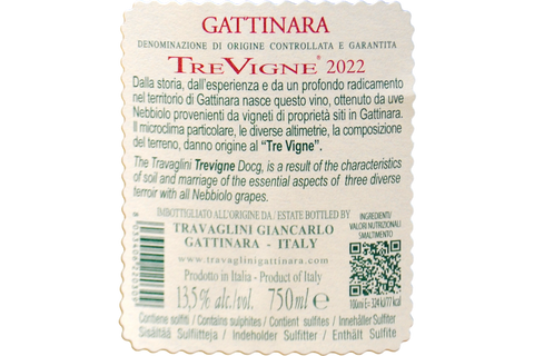 GATTINARA DOCG "TREVIGNE®" 2022 - TRAVAGLINI