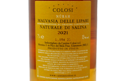 MALVASIA DELLE LIPARI DOC NATURALE DI SALINA "NURAH" 2021 - CANTINE COLOSI