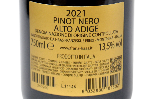 ALTO ADIGE DOC PINOT NERO CRU "SCHWEIZER" 2021 - FRANZ HAAS