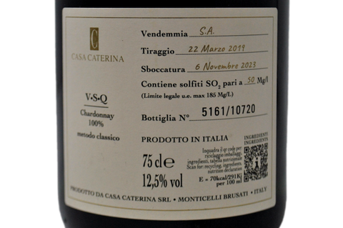 METODO CLASSICO EXTRA BRUT BLANC DE BLANCS "CUVEE 60" - CASA CATERINA