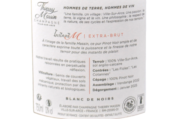 CHAMPAGNE BLANC DE NOIRS EXTRA BRUT "INSTANT M" - THIERRY MASSIN