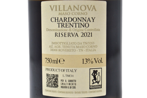TRENTINO DOC CHARDONNAY RISERVA "VILLANOVA MASO CORNO" 2021 - TENUTA MASO CORNO