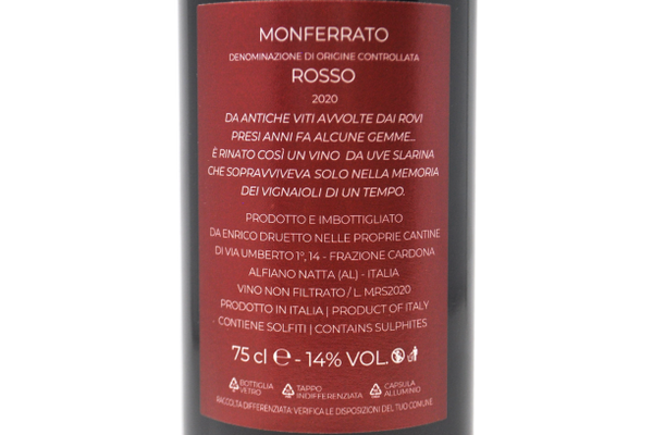 MONFERRATO ROSSO "ETICHETTA ROSSA" DOC 2020 - ENRICO DRUETTO