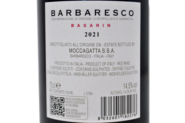 BARBARESCO DOCG "BASARIN" 2021 - MOCCAGATTA