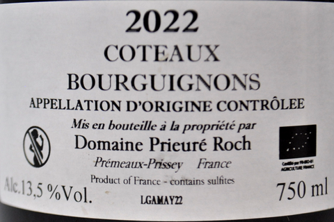 COTEAUX BOURGUIGNONS AOC GAMAY 2022 - DOMAINE PRIEURÉ ROCH