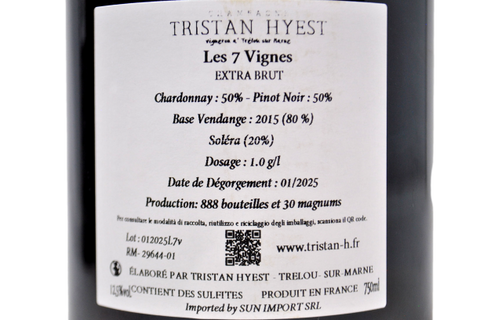 CHAMPAGNE EXTRA BRUT "LES 7 VIGNES" BASE 2015 - TRISTAN HYEST