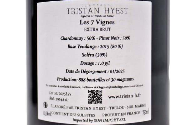 CHAMPAGNE EXTRA BRUT "LES 7 VIGNES" BASE 2015 - TRISTAN HYEST