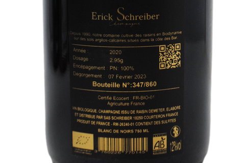 CHAMPAGNE BRUT BLANC DE NOIRS BIODINAMICO "MK 157-20" 2020 - ERICK SCHREIBER