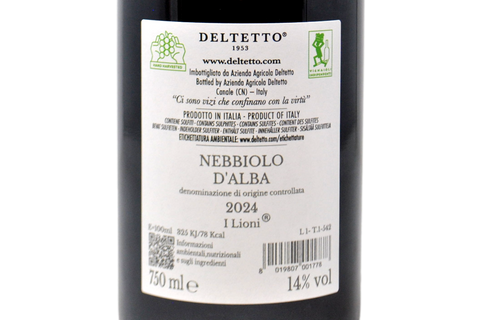 NEBBIOLO D'ALBA DOC BIOLOGICO "I LIONI" 2024 - DELTETTO