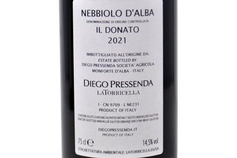 NEBBIOLO D'ALBA DOC "IL DONATO" 2021 - DIEGO PRESSENDA