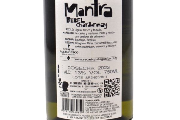 PATAGONIA CHARDONNAY "REBEL MANTRA" 2023 - BODEGA SECRETO PATAGONICO
