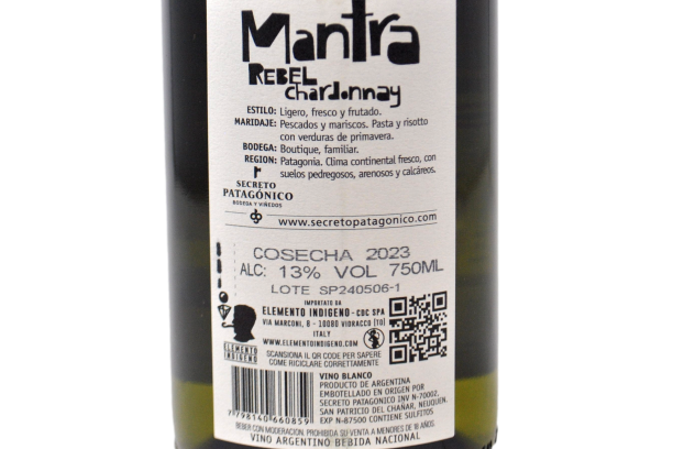 PATAGONIA CHARDONNAY "REBEL MANTRA" 2023 - BODEGA SECRETO PATAGONICO