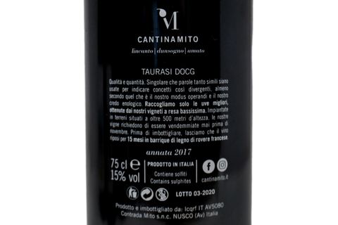 TAURASI DOCG "AMATO" 2017 - CANTINA MITO