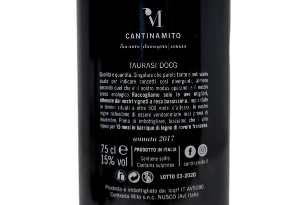 TAURASI DOCG "AMATO" 2017 - CANTINA MITO