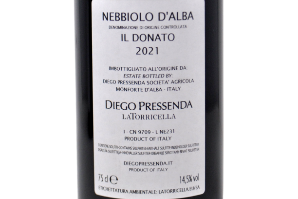 NEBBIOLO D'ALBA DOC "IL DONATO" 2021 - DIEGO PRESSENDA