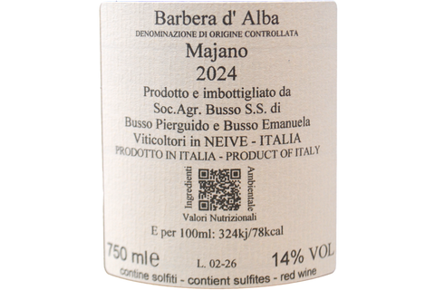 BARBERA D'ALBA DOC "MAJANO" 2024 - PIERO BUSSO