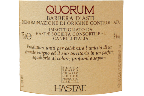 BARBERA D'ASTI DOCG "QUORUM 1999 - HASTAE