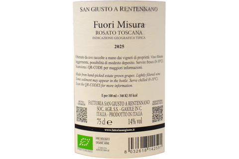 TOSCANA ROSATO IGT BIO "FUORI MISURA" 2025 - SAN GIUSTO A RENTENNANO
