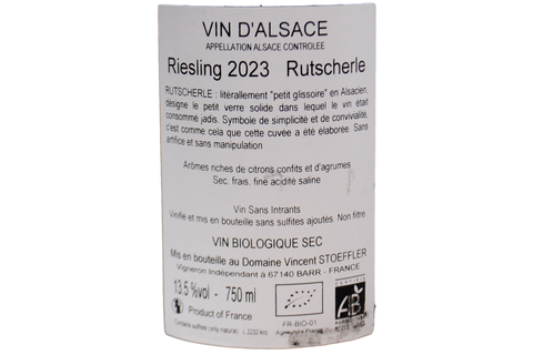 ALSACE RIESLING BIO "RUTSCHERLE" 2023 - VINCENT STOEFFLER