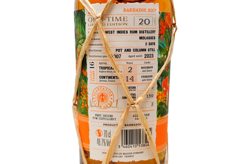 BARBADOS DOUBLE AGED RUM 16 YEARS "ONE-TIME LIMITED EDITION" 2007 - MAISON FERRAND