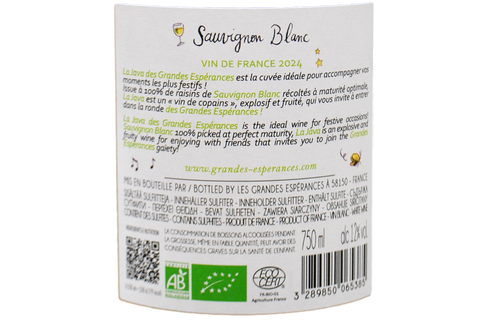 SAUVIGNON BLANC BIO "LA JAVA" 2024 - DOMAINE DES GRANDES ESPERANCES