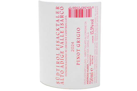 ALTO ADIGE VALLE ISARCO DOC PINOT GRIGIO 2024 - PACHER HOF