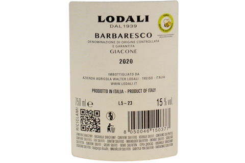 BARBARESCO DOCG GIACONE "LORENS" 2020 - WALTER LODALI