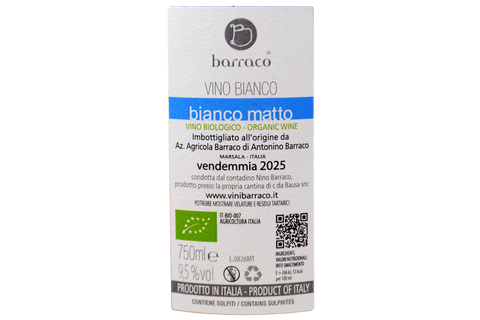 VINO BIANCO BIOLOGICO "BIANCO MATTO" 2025 - NINO BARRACO