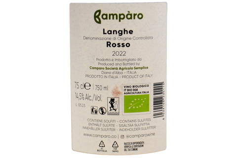 LANGHE ROSSO DOC BIO "ADESSO" 2022 - AZIENDA AGRICOLA CAMPÀRO