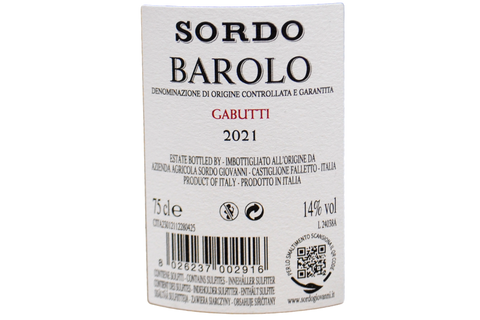 BAROLO DOCG "GABUTTI" 2021 - SORDO