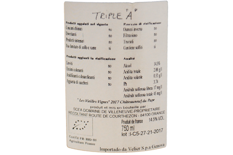 CHÂTEAUNEUF-DU-PAPE BIO "LES VIEILLES VIGNES" 2017 - DOMAINE DE VILLENEUVE