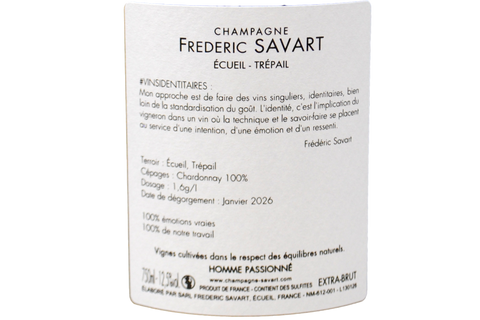 CHAMPAGNE BLANC DE BLANCS EXTRA BRUT PREMIER CRU ÉCUEIL-TRÉPAIL - FREDERIC SAVART