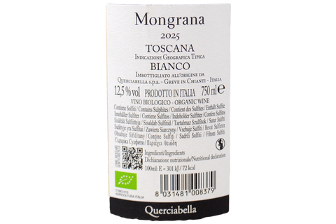 TOSCANA IGT BIANCO BIO "MONGRANA" 2025 - AGRICOLA QUERCIABELLA