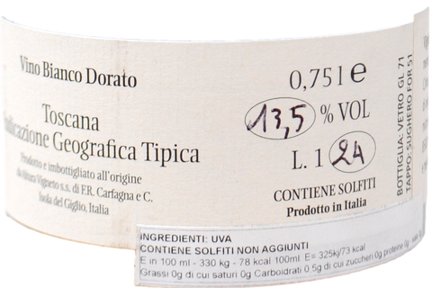 TOSCANA IGT ANSONACO "VIGNOBLE ALTURA ISOLA DEL GIGLIO" 2018 - VIGNAÏOLI DE LA FAMILLE CARFAGNA
