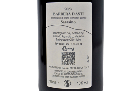 BARBERA D'ASTI DOCG "SARASINO" 2023 - LA VEDETTA WINES
