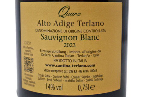 ALTO ADIGE TERLANO SAUVIGNON BLANC DOC "QUARZ" 2023 - KELLEREI TERLAN